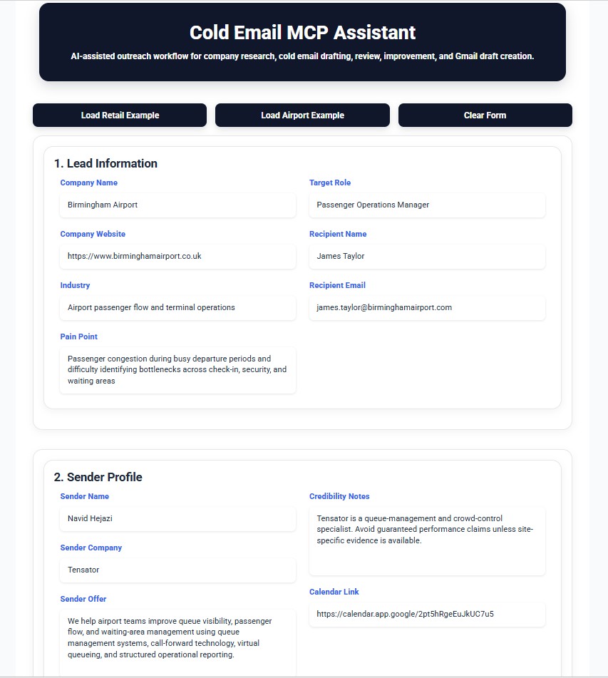 Lead and sender input form