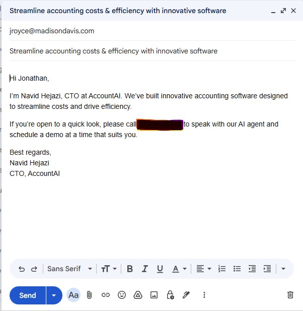 Personalised Gmail outreach draft